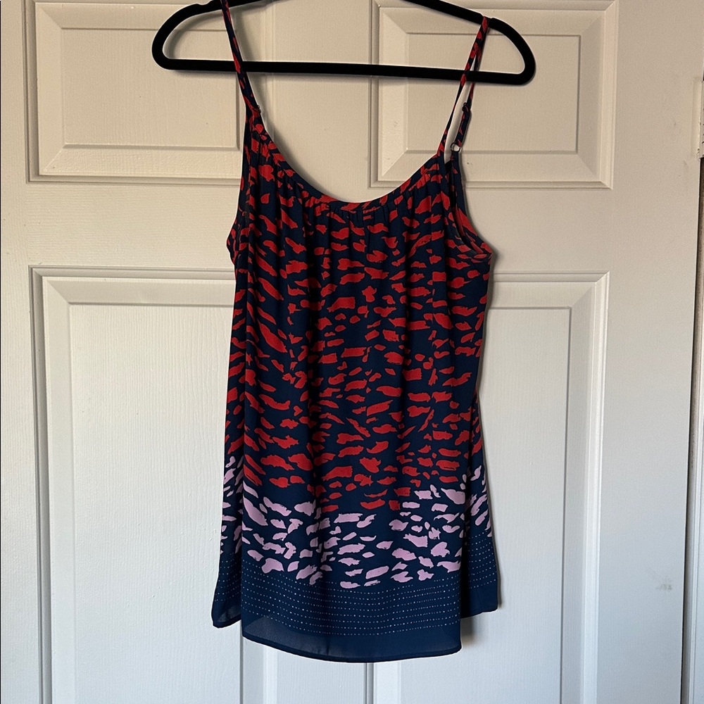 CAbi Red and Pink Patterned Tank Top